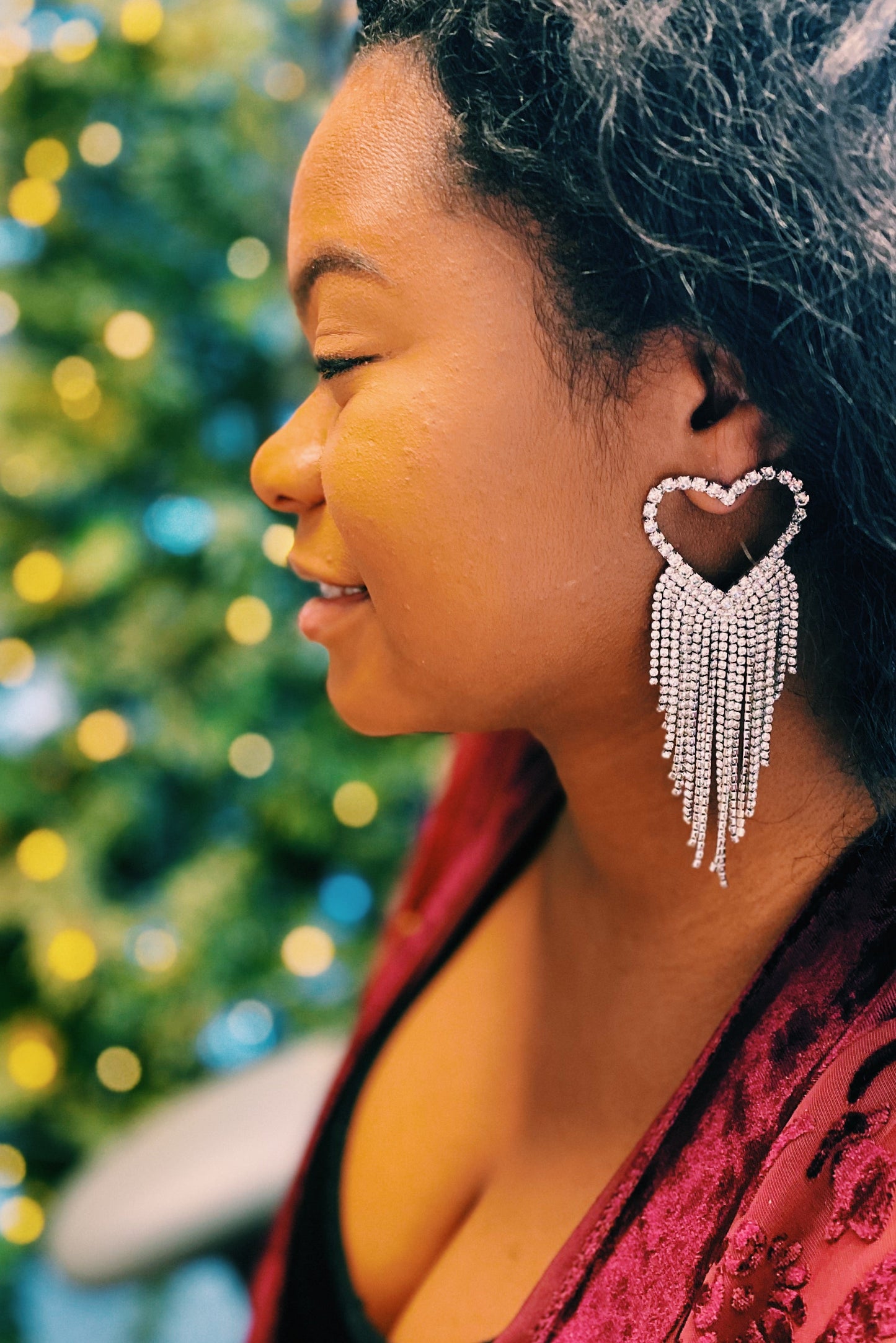 Fringed Shine Heart Earrings by Ellisonyoung.com