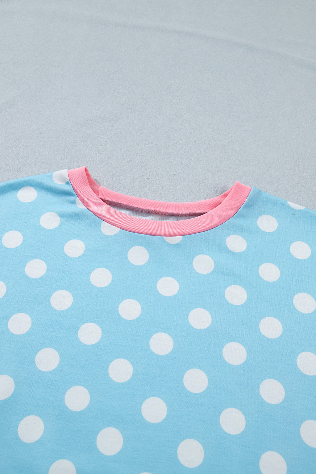 Sky Blue Polka Dot Contrast Edge Casual Short Set