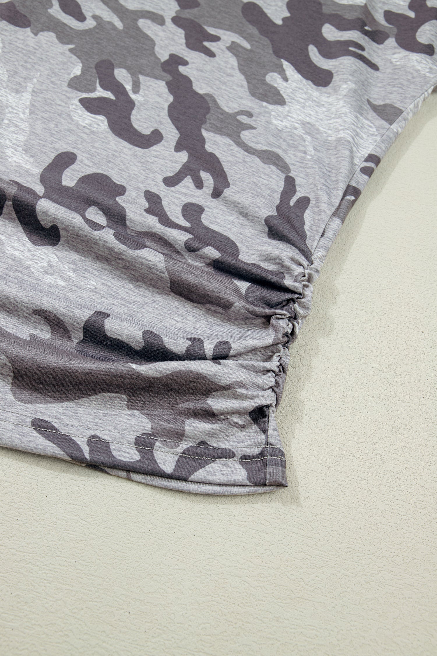 Gray Plus Size Camo Print Casual T Shirt