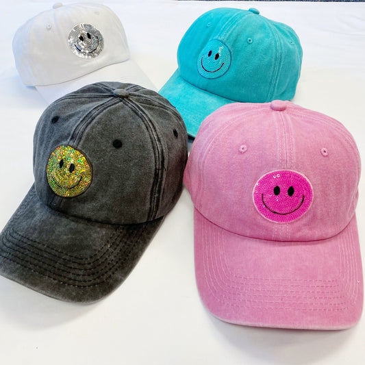 Sequin Patch Happy Ball Cap by Ellisonyoung.com