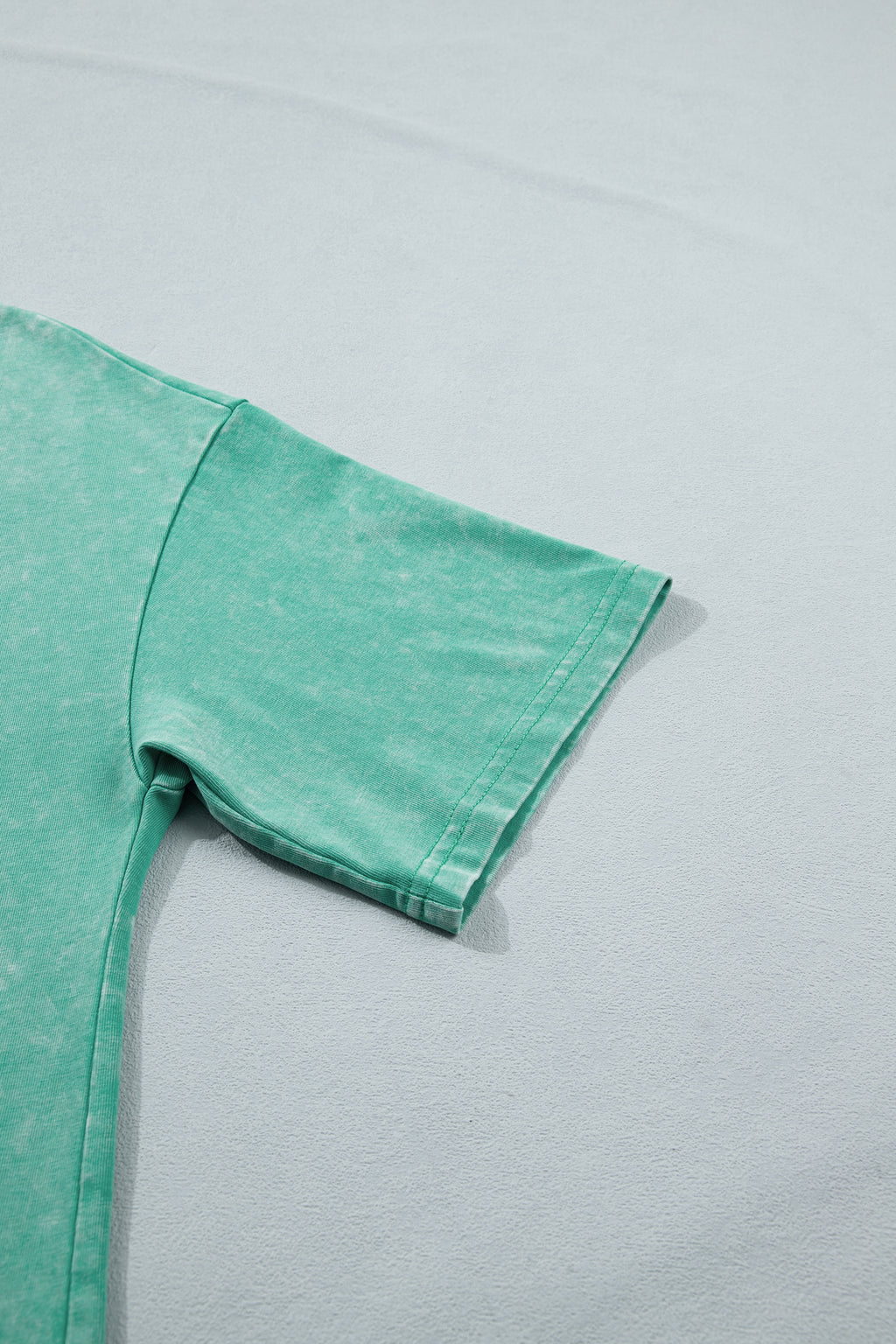 Mint Green Solid Color Cotton Mineral Washed Oversize Tee