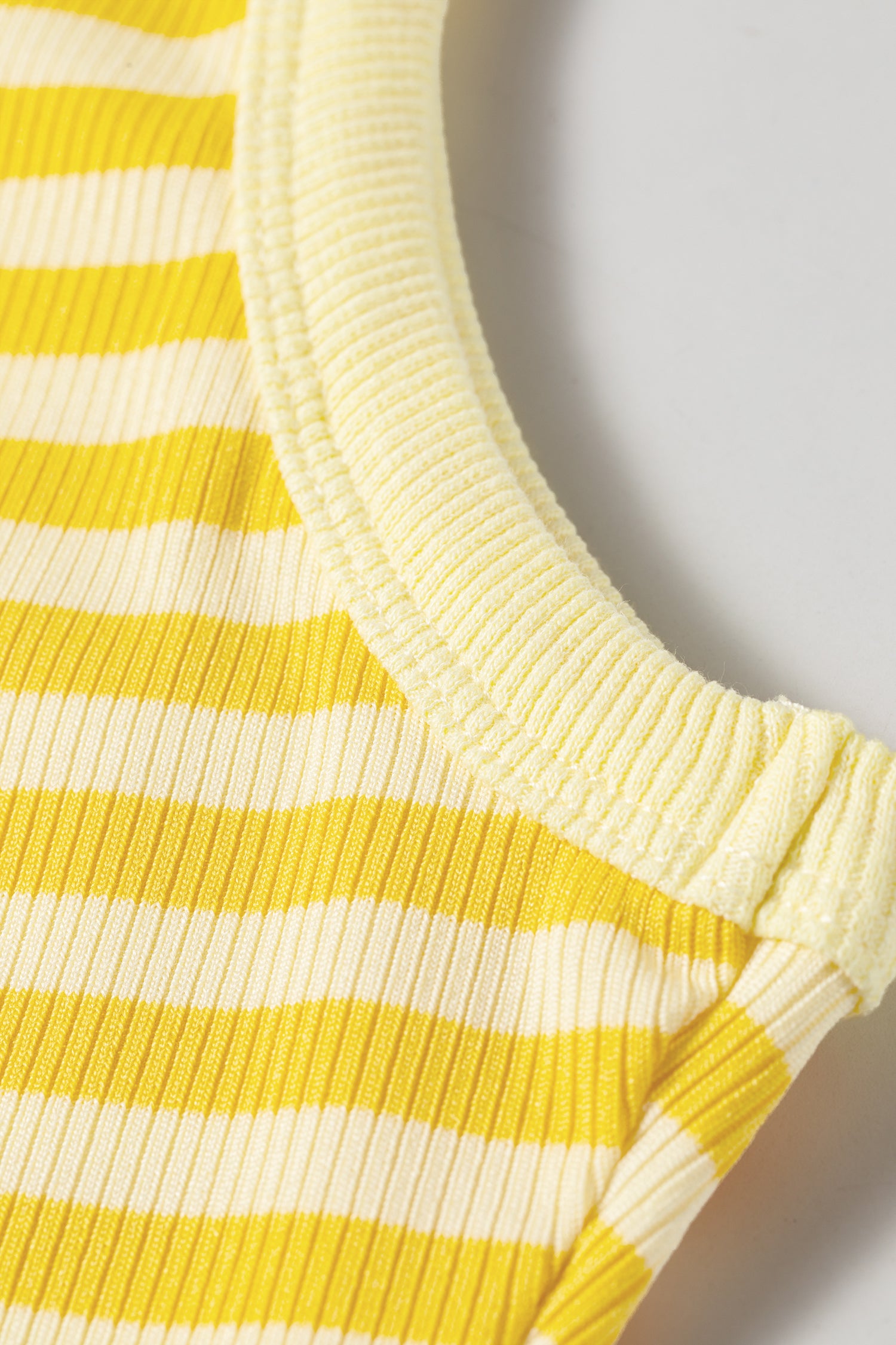 Yellow Stripe Ribbed Knit Slim Tank Top
