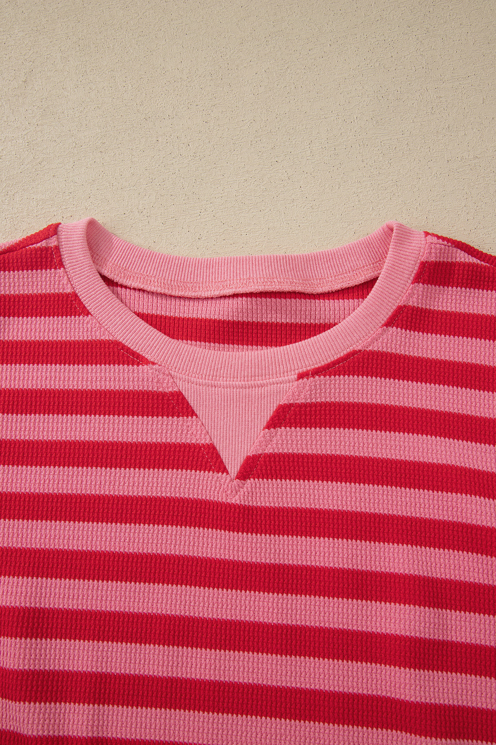 Red Stripe Puff Short Sleeve T Shirt Matching Shorts Set