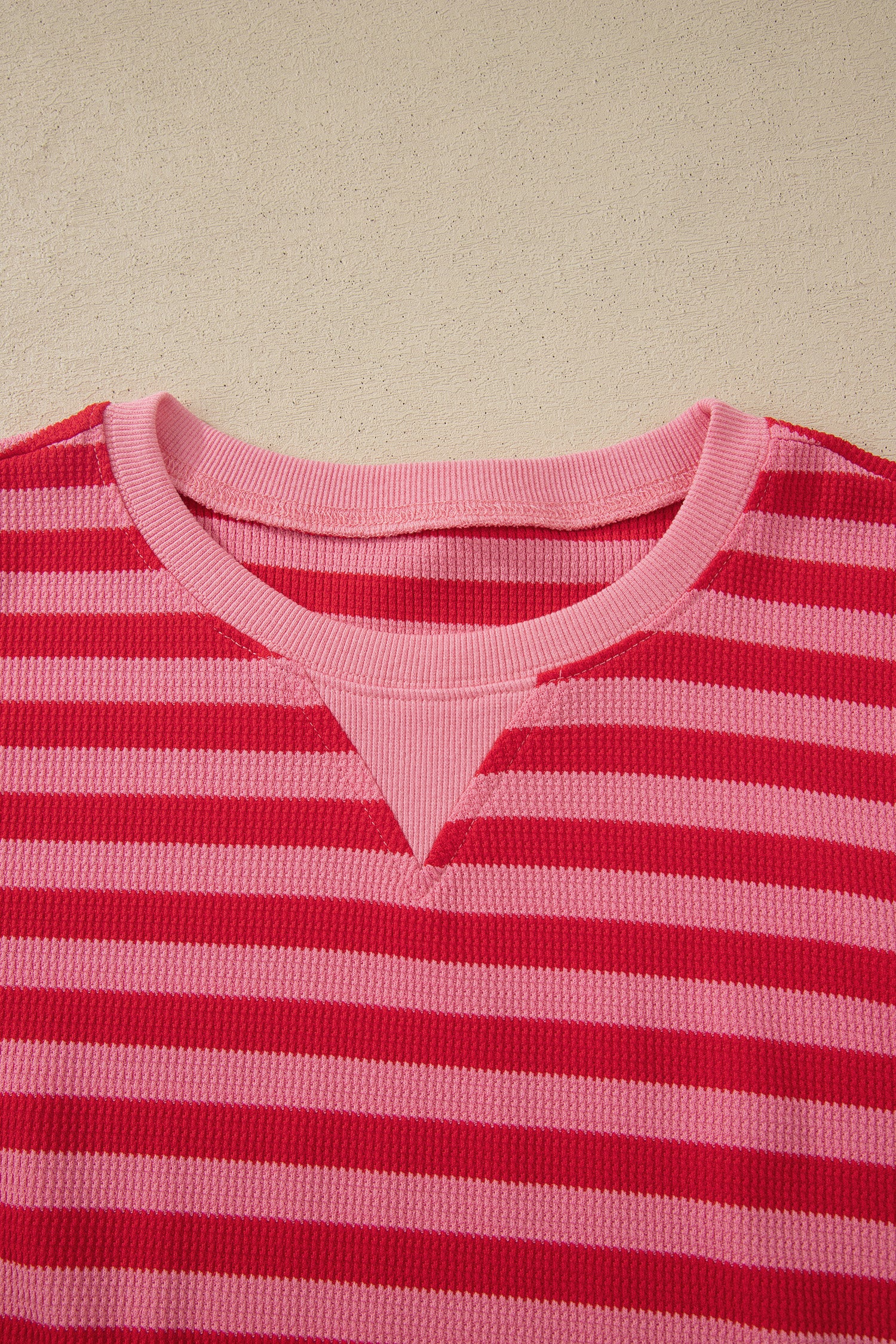 Red Stripe Puff Short Sleeve T Shirt Matching Shorts Set