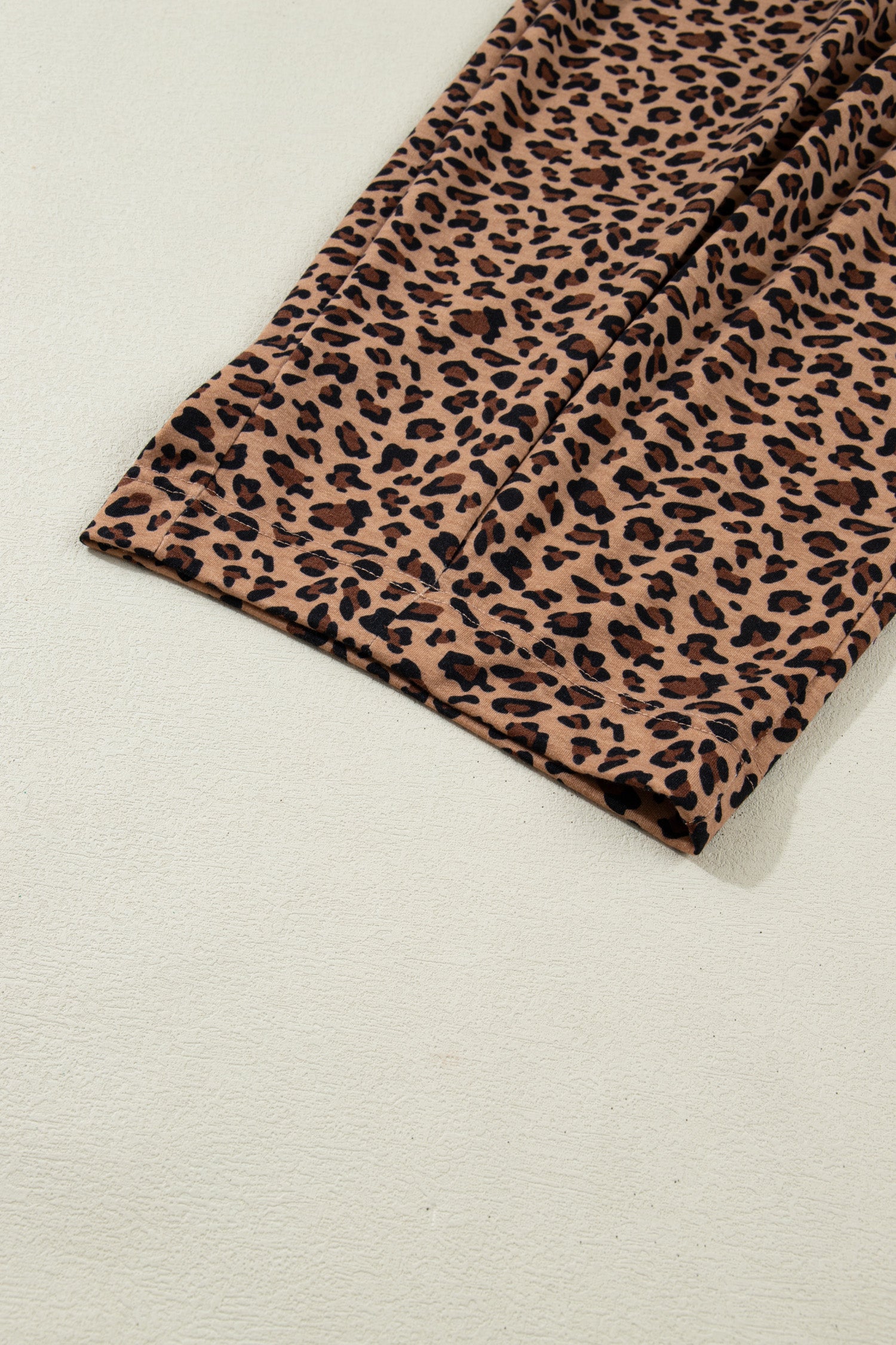 Brown Plus Size Leopard Loose Top Pleated Pants Set