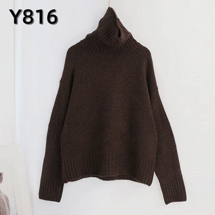 Women Knitted Turtleneck Sweater Pullover Jumper Batwing Top