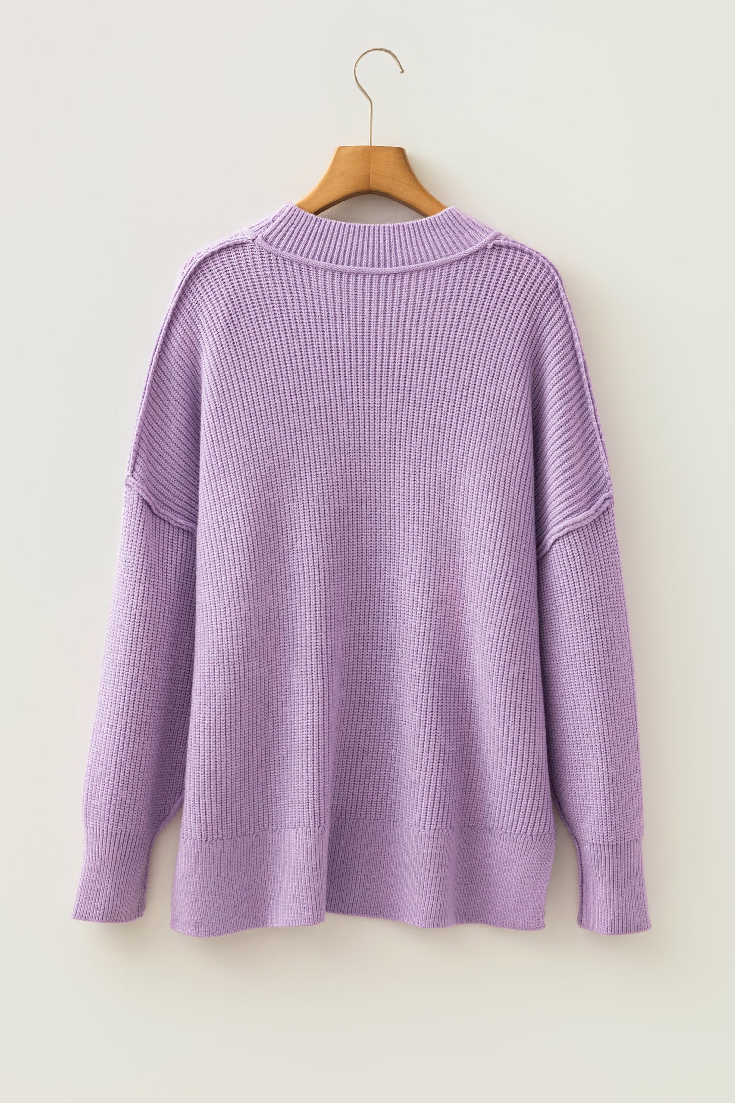Orchid Bouquet Long Sleeve Ribbed Knit Stand Neck Regular Fit Sweater