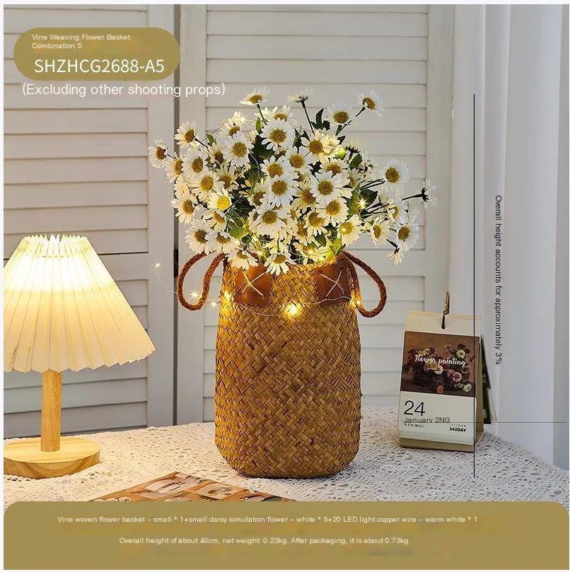 Handwoven Rattan Flower Basket for Creative Decor