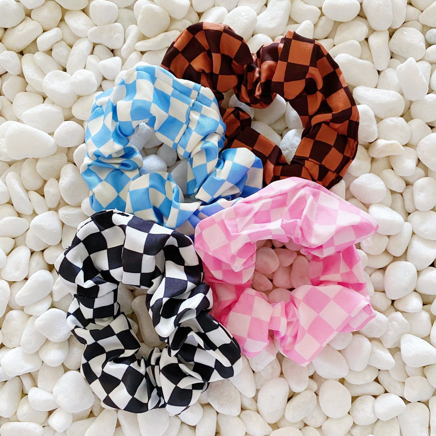 Checkerboard Hair Scrunchie Set Of 4 by Ellisonyoung.com