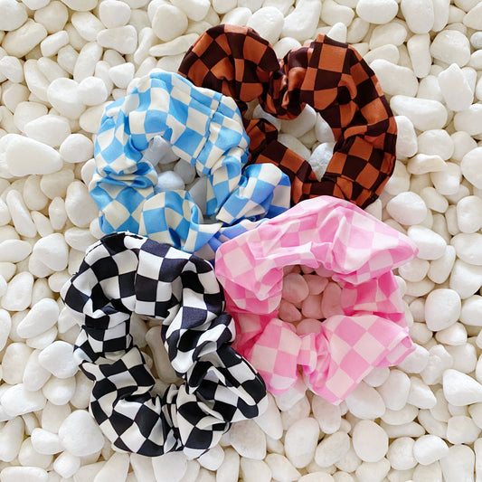 Checkerboard Hair Scrunchie Set Of 4 by Ellisonyoung.com