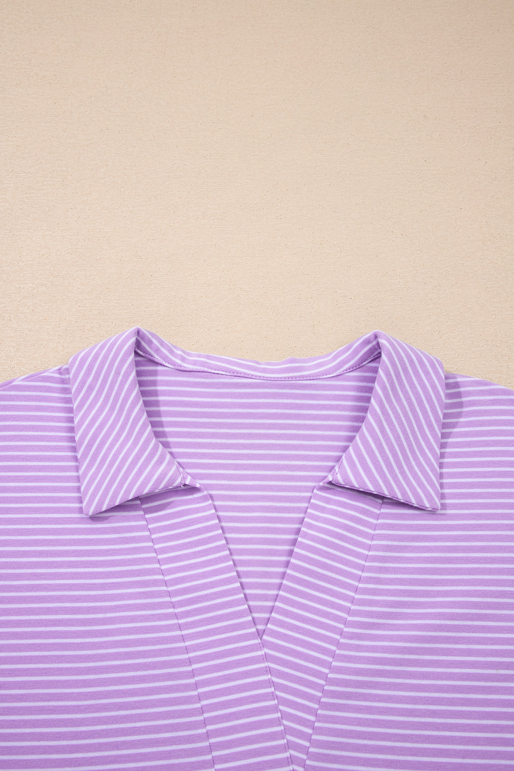 Purple Stripe Dolman Sleeve Polo Shirt and Drawstring Shorts Set