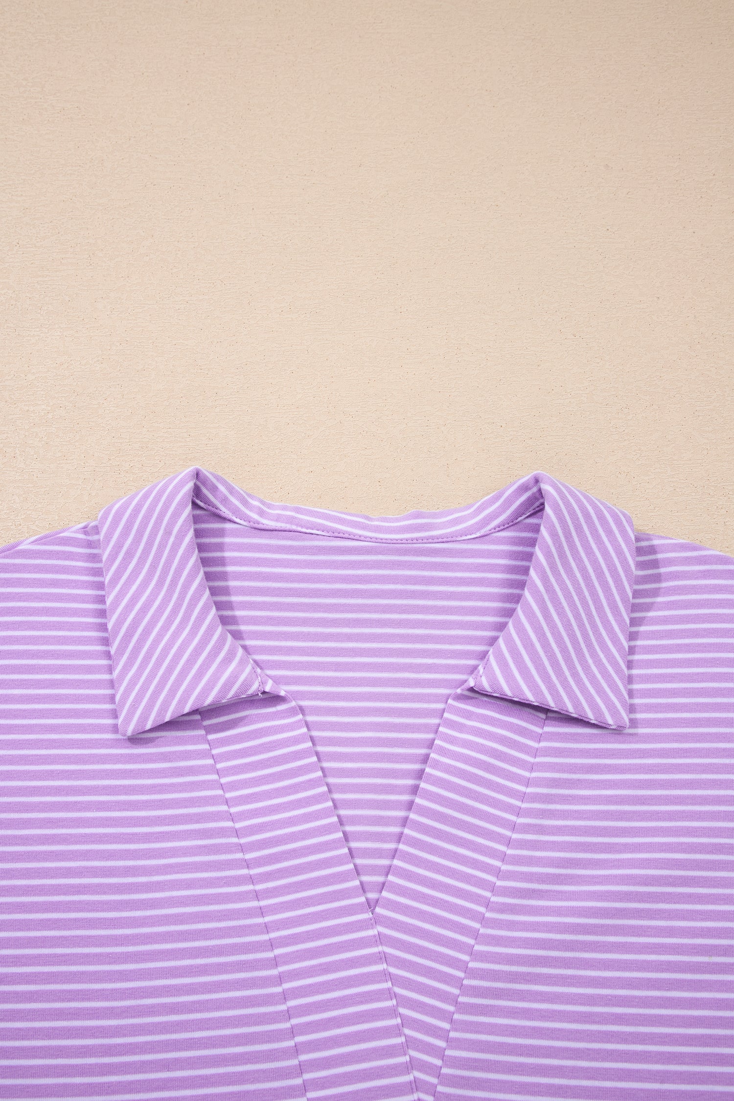 Purple Stripe Dolman Sleeve Polo Shirt and Drawstring Shorts Set