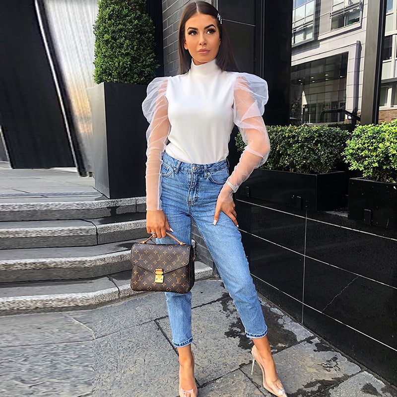 Long Sleeve Sheer Mesh T-Shirt