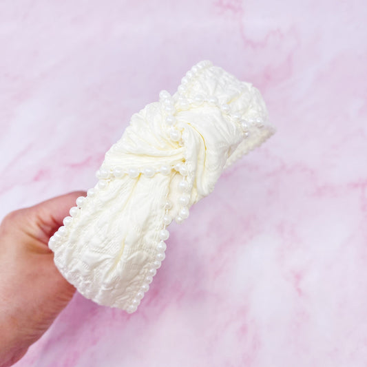 Elegant Knot Pearl Embellished Headband by Ellisonyoung.com