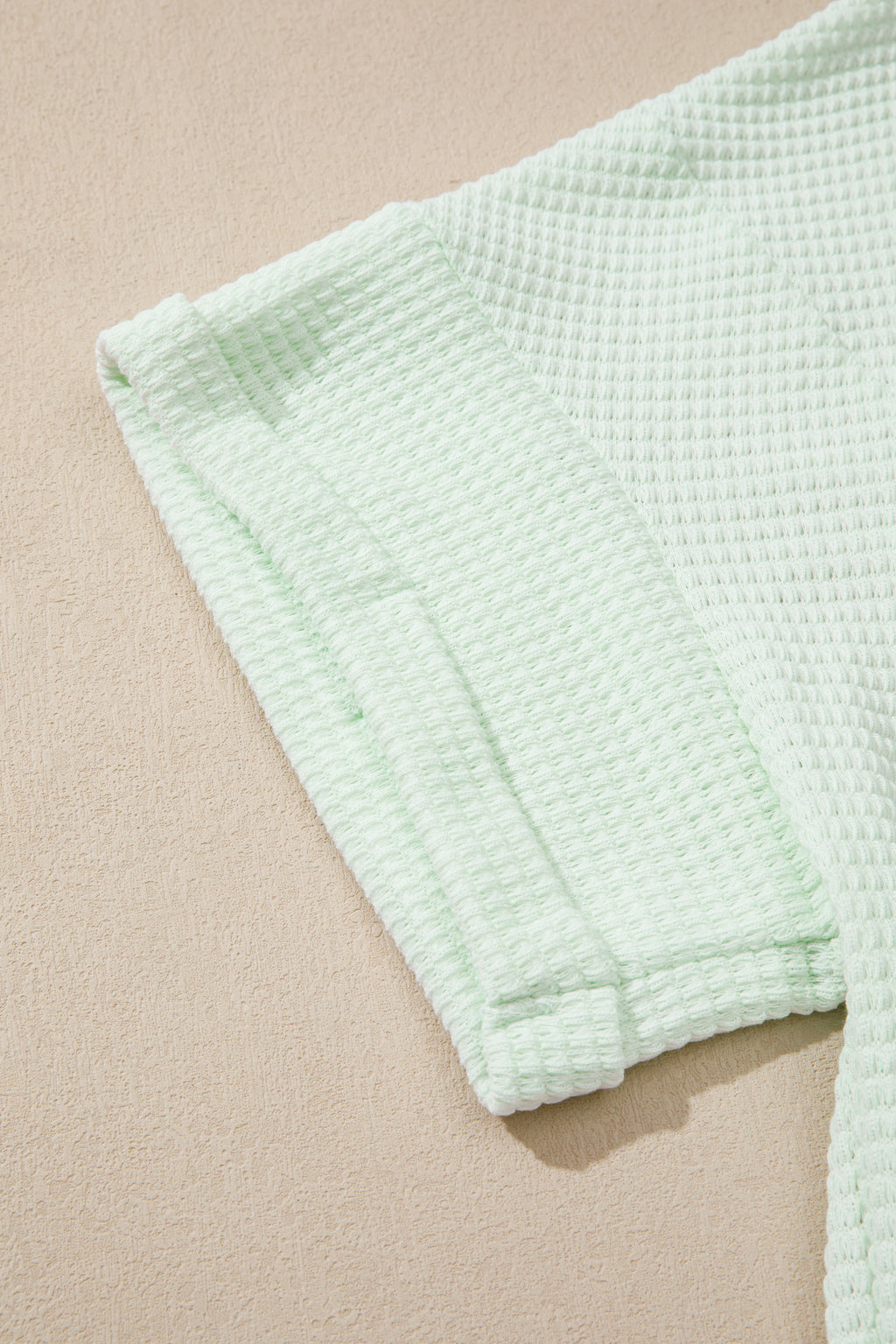Clearly Aqua V Neck Short Sleeve Plus Size Waffle Knit Top