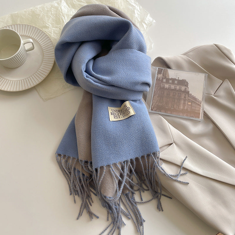 Double-Sided, Winter, Warm, Artificial Cashmere Scarf