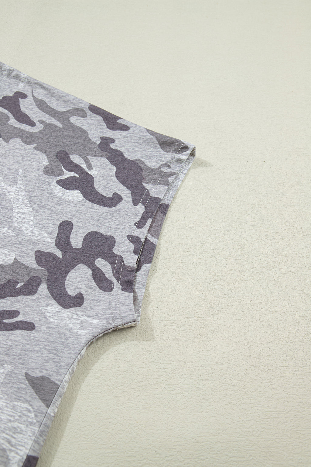Gray Plus Size Camo Print Casual T Shirt
