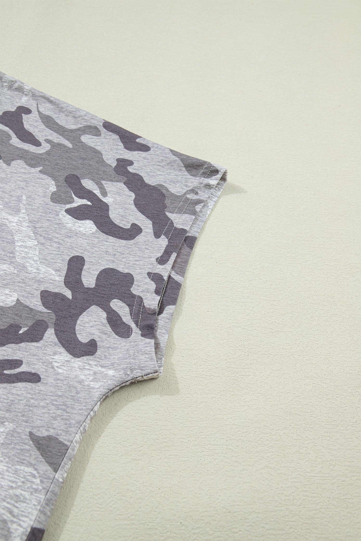 Gray Plus Size Camo Print Casual T Shirt