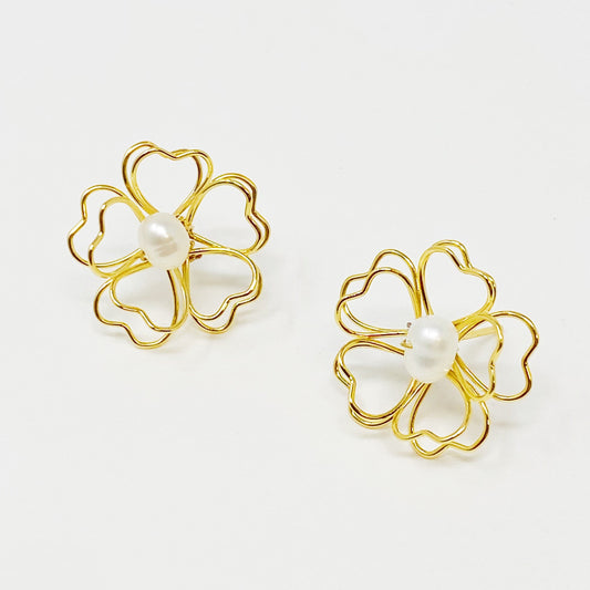 Heart Petals With Freshwater Pearl Earrings by Ellisonyoung.com