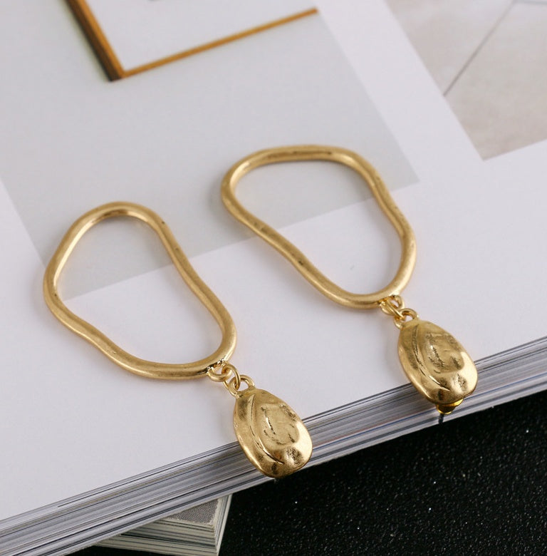 Gold Chunky Dangle Pendant Earrings for Women