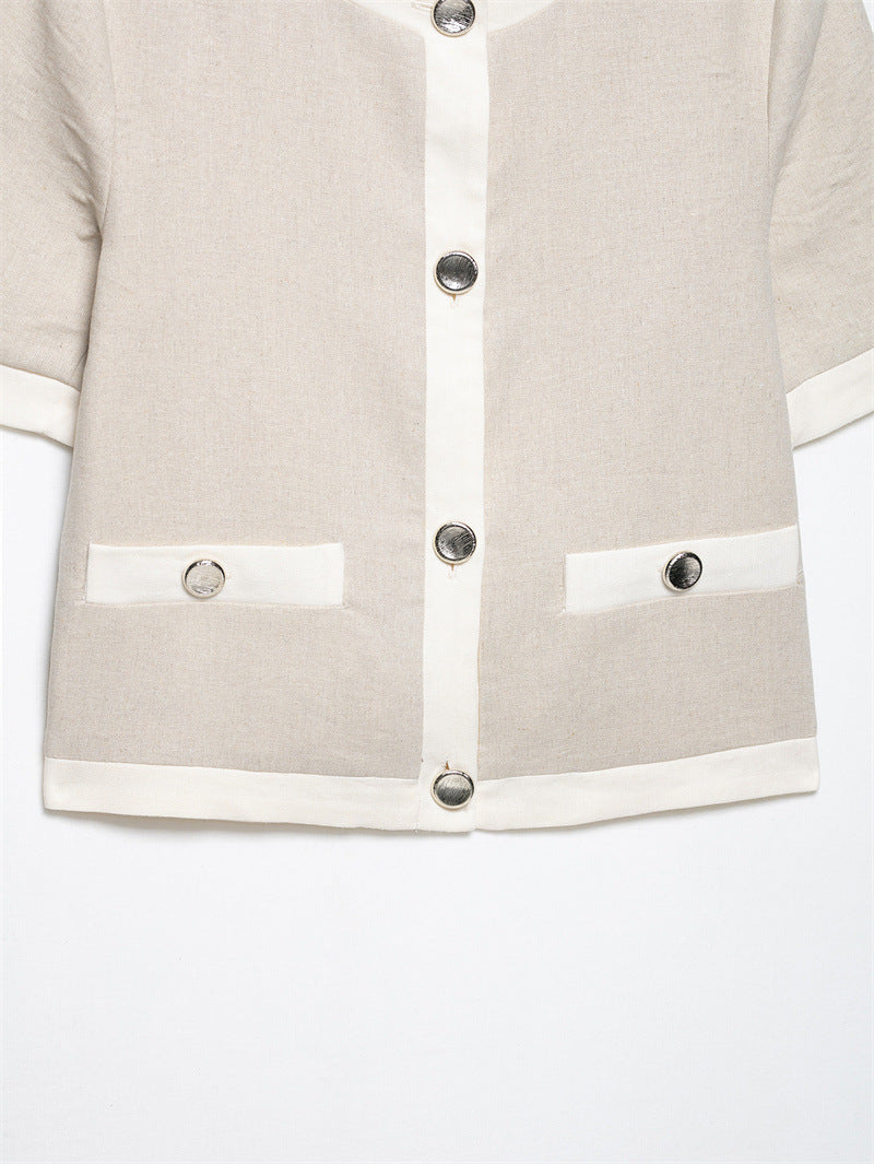 Linen Blended Short Sleeve Suit Coat