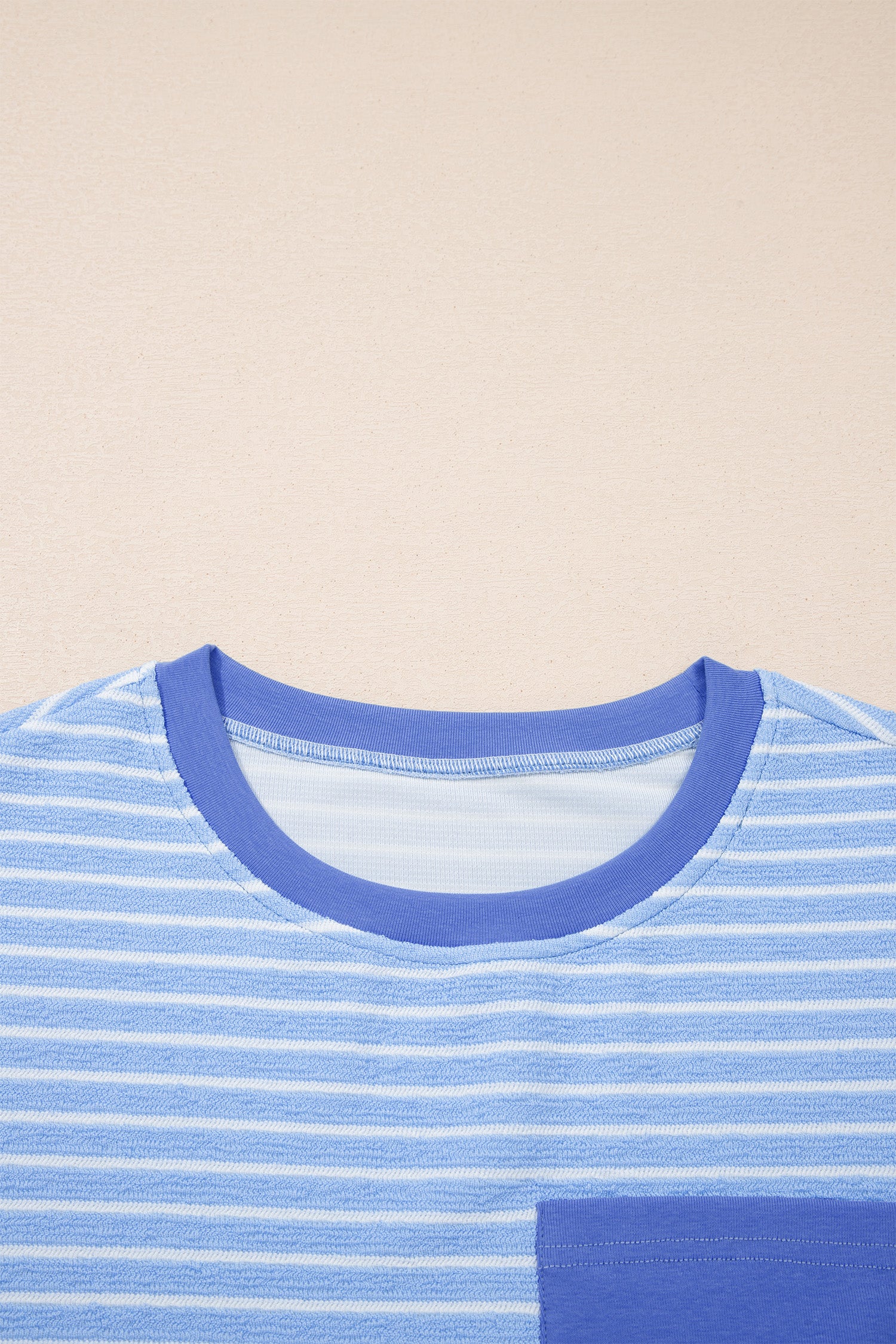 Sky Blue Stripe Crew Neck Tee Drawstring Waist Cropped Pants Set