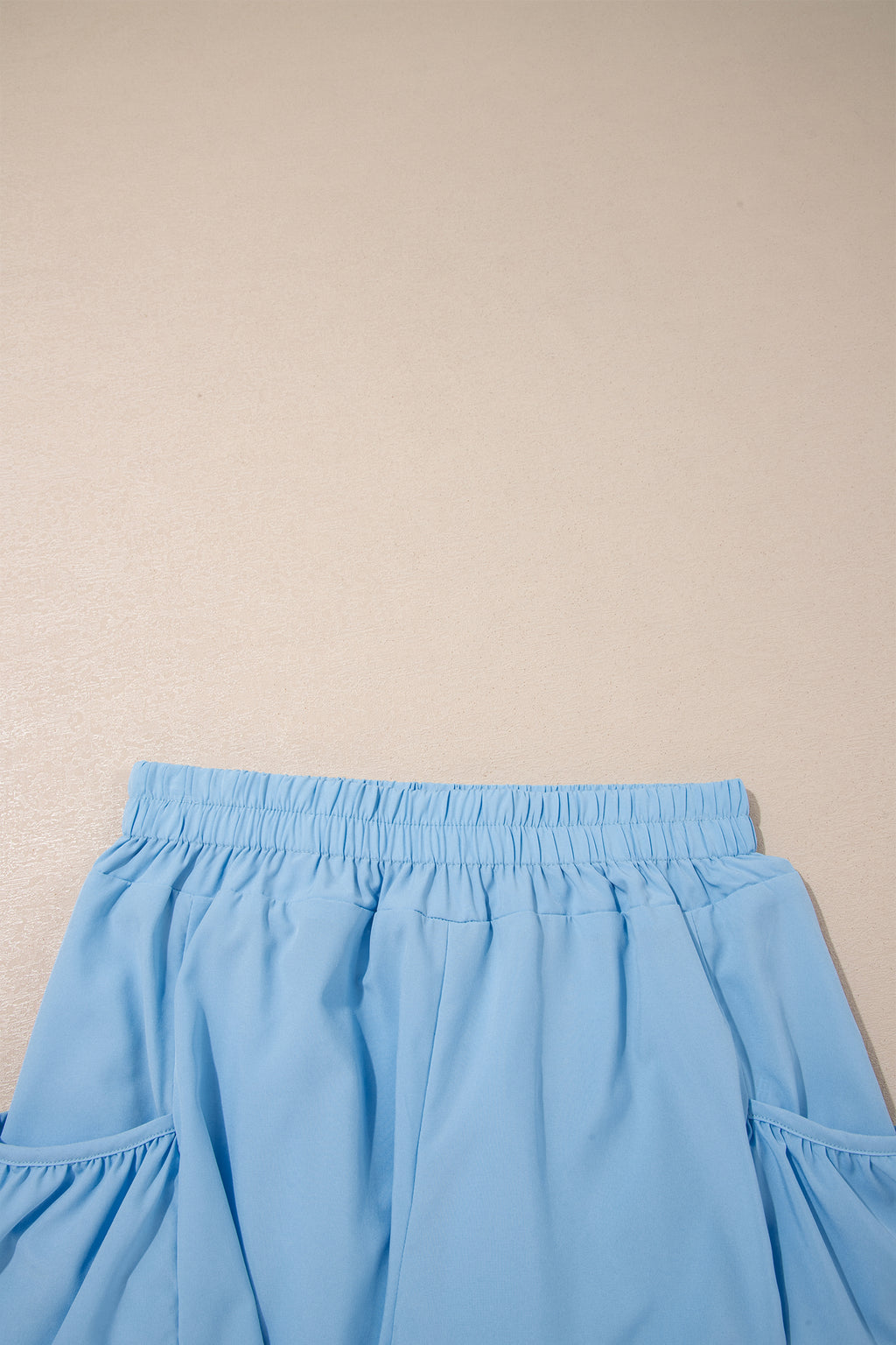 Mist Blue Ribbed Slim Tank Pocketed Wide Leg Shorts Set