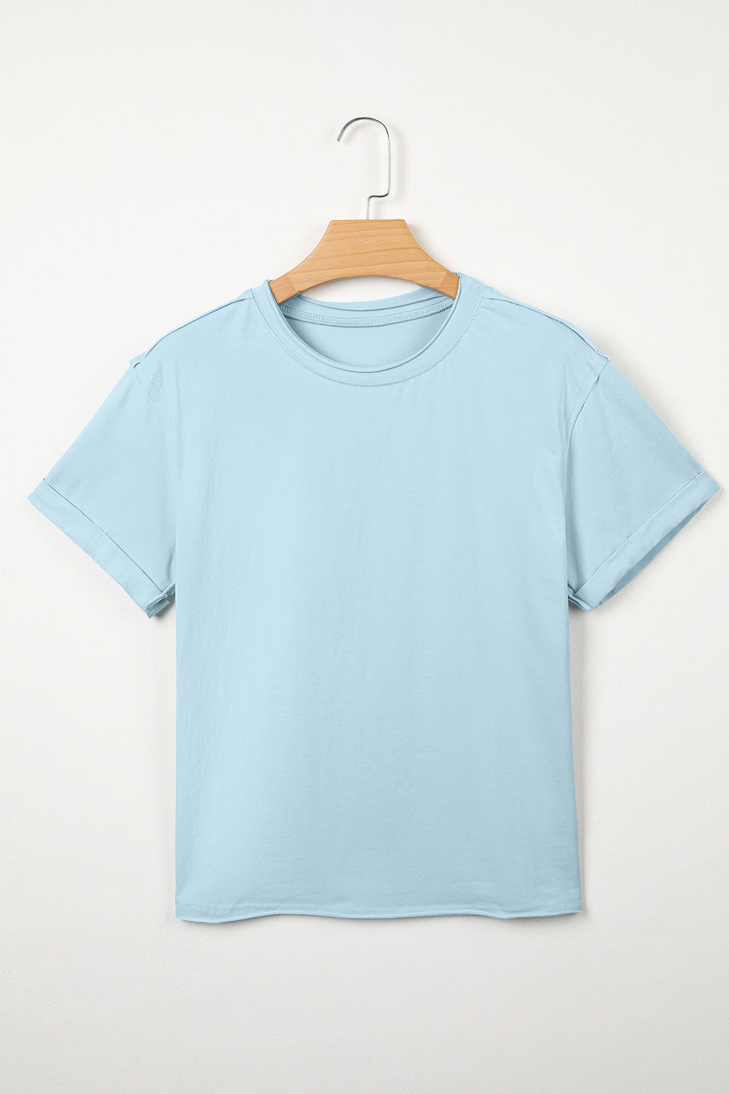 Myosotis Solid Color Round Neck Casual T Shirt