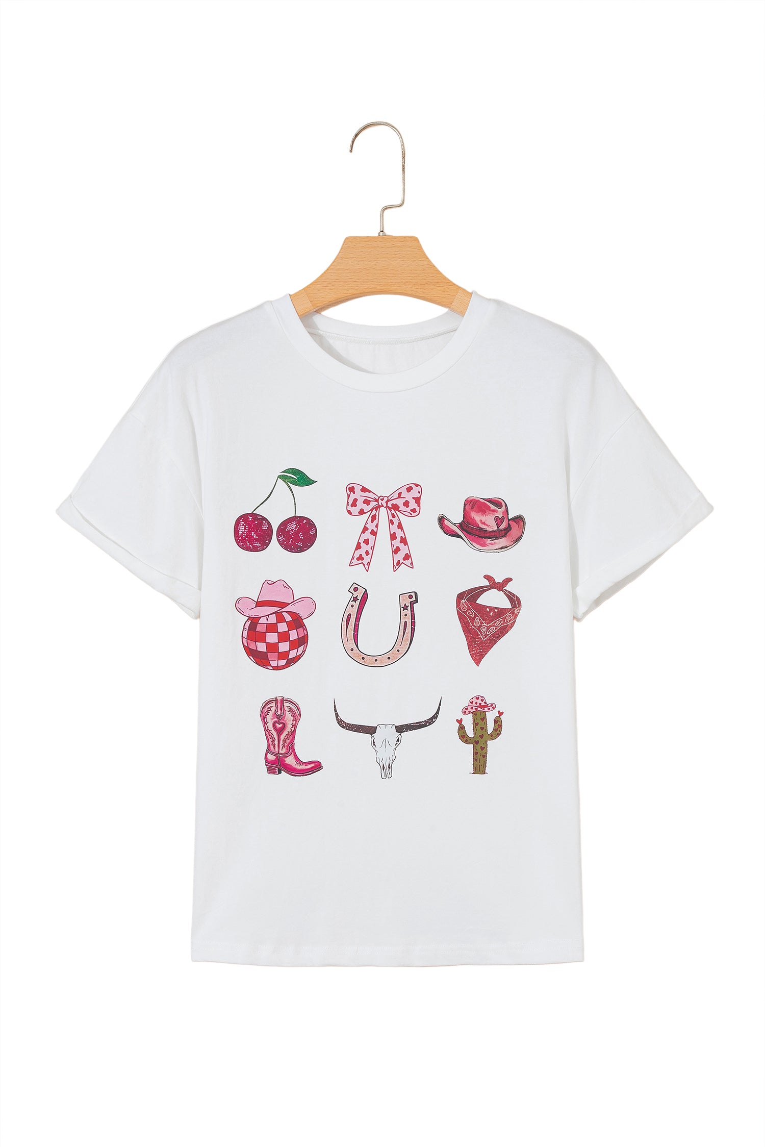 White Coquette Cowgirl Elements Printed Relaxed Tee