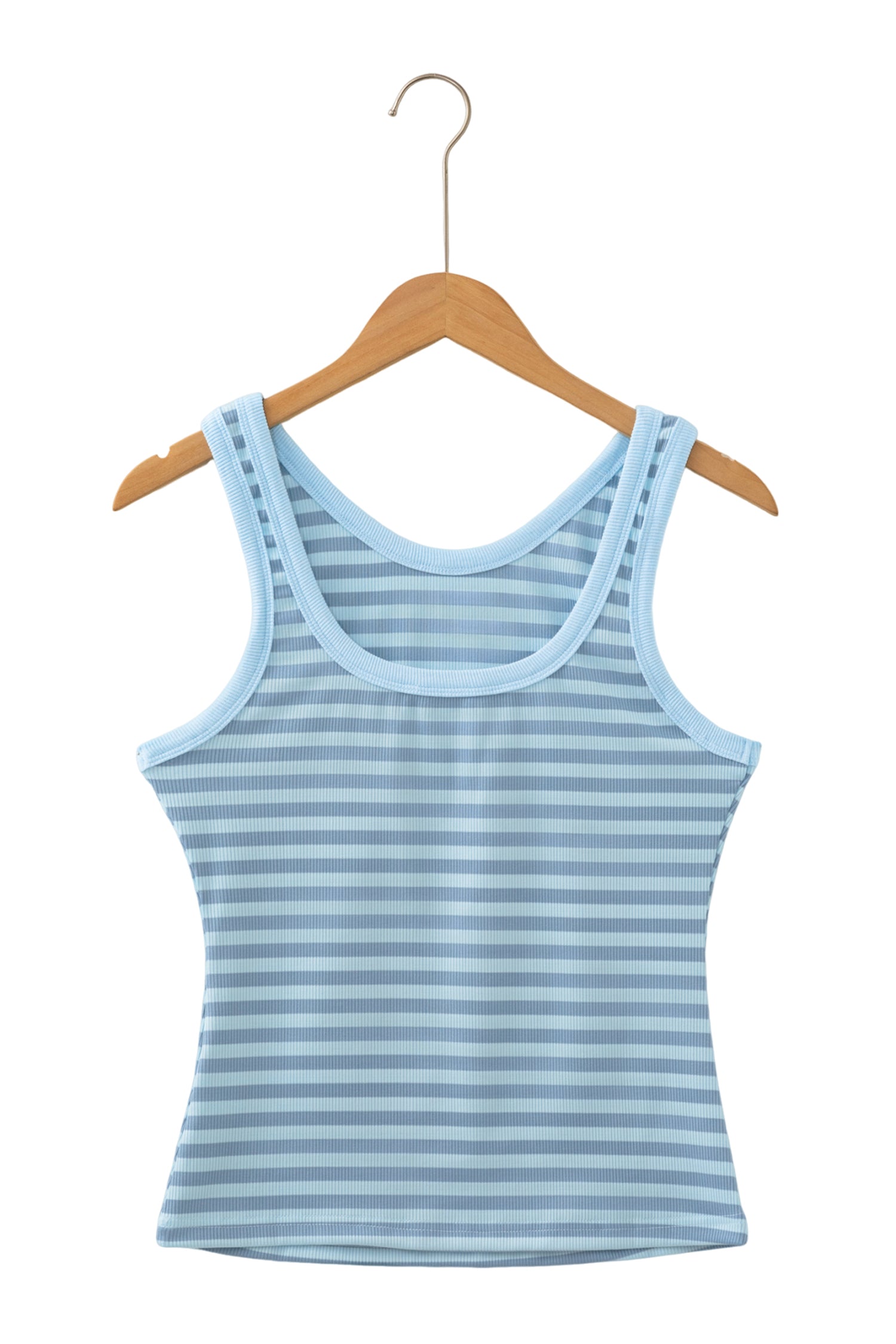 Yellow Stripe Ribbed Knit Slim Tank Top