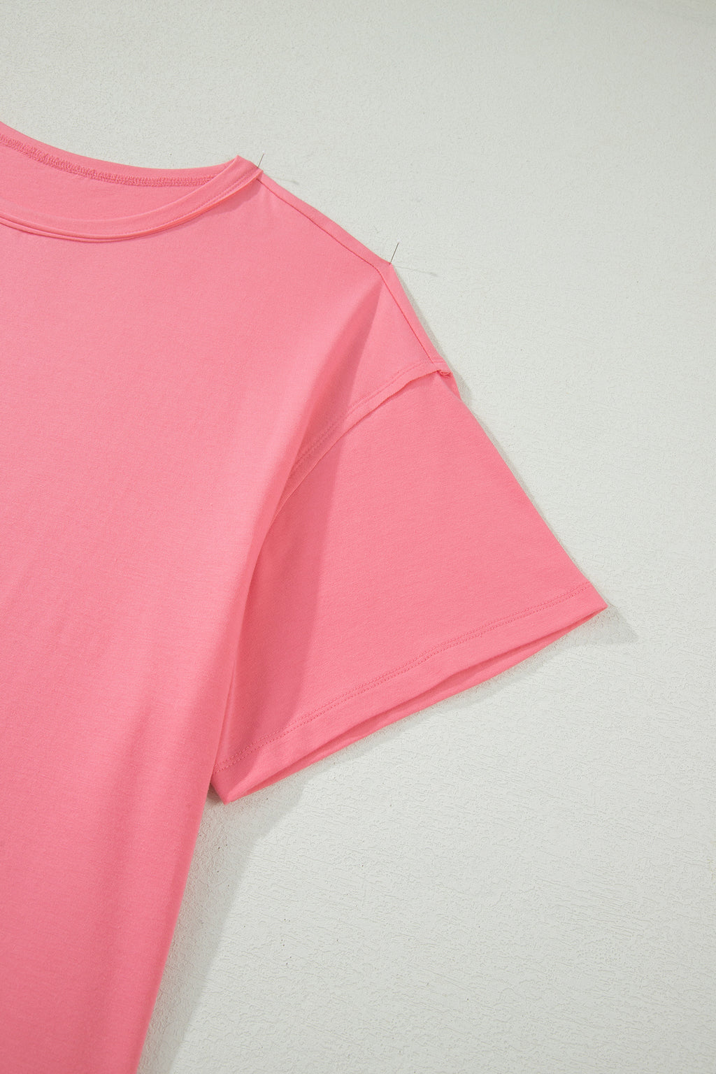 Peach Blossom Solid Color Raw Seam Detail Ruffle Hem Plus Size T Shirt