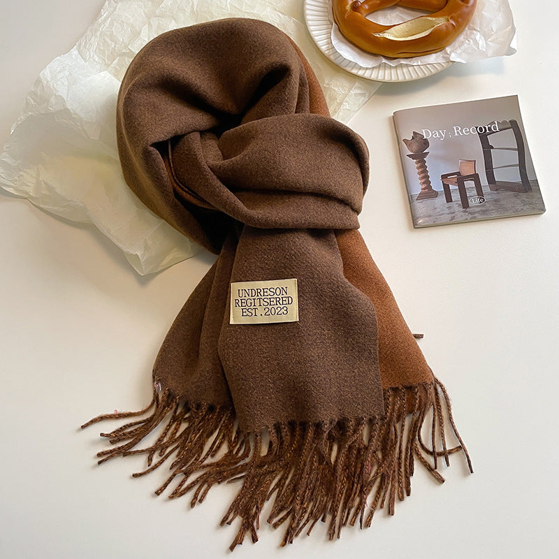 Double-Sided, Winter, Warm, Artificial Cashmere Scarf