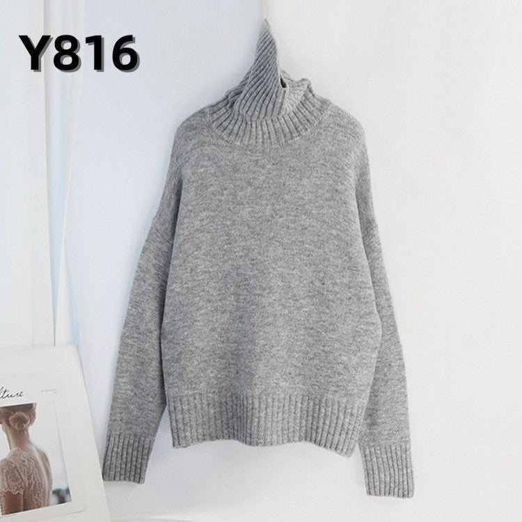 Women Knitted Turtleneck Sweater Pullover Jumper Batwing Top