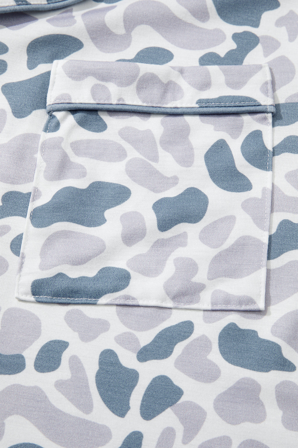 Beige Camouflage Print Lapel Shirt Drawstring 2pcs Short Pajama Set