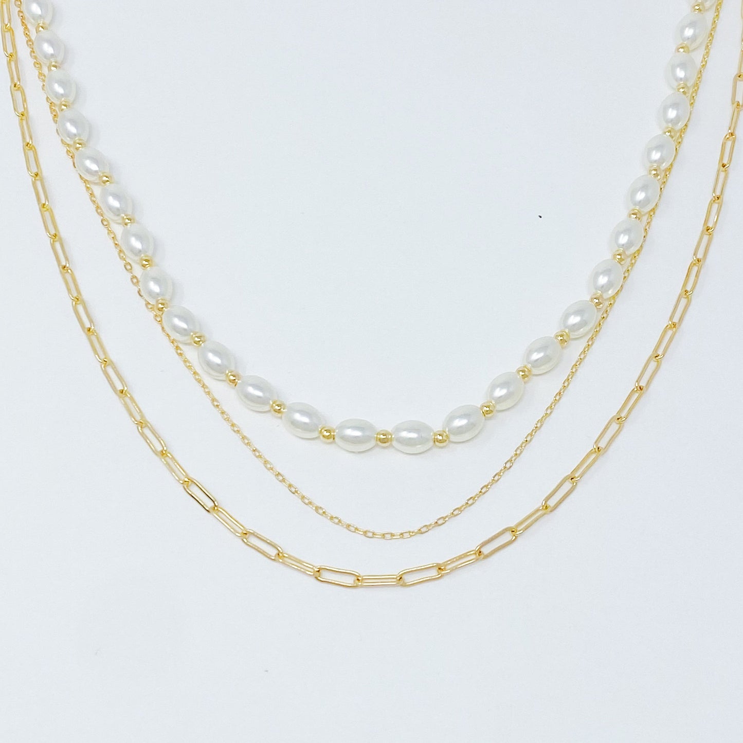 Layered Pearl And Chain Necklace by Ellisonyoung.com
