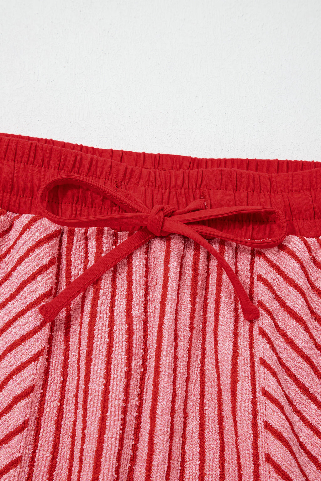 Rose Stripe Crew Neck Tee Drawstring Waist Cropped Pants Set