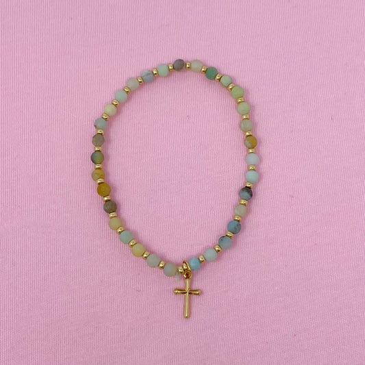 Stone Bead Cross Anklet by Ellisonyoung.com
