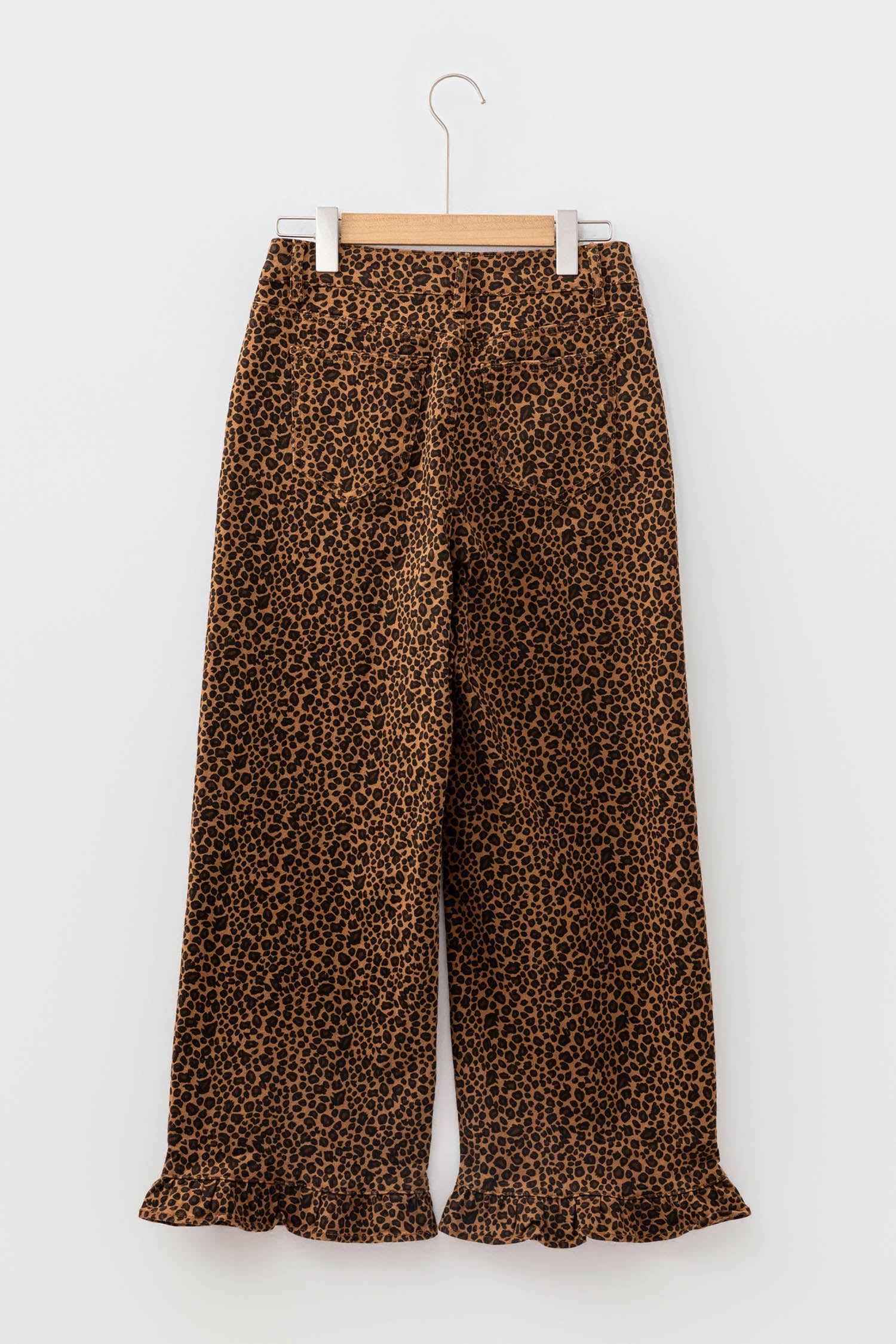 Brown Leopard Print Ruffled Hem Shift Jeans