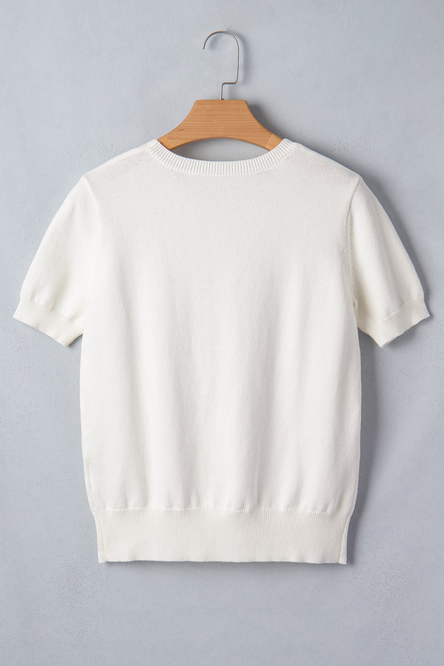 White Wild West Horse Head Printed Short Sleeve Sweater