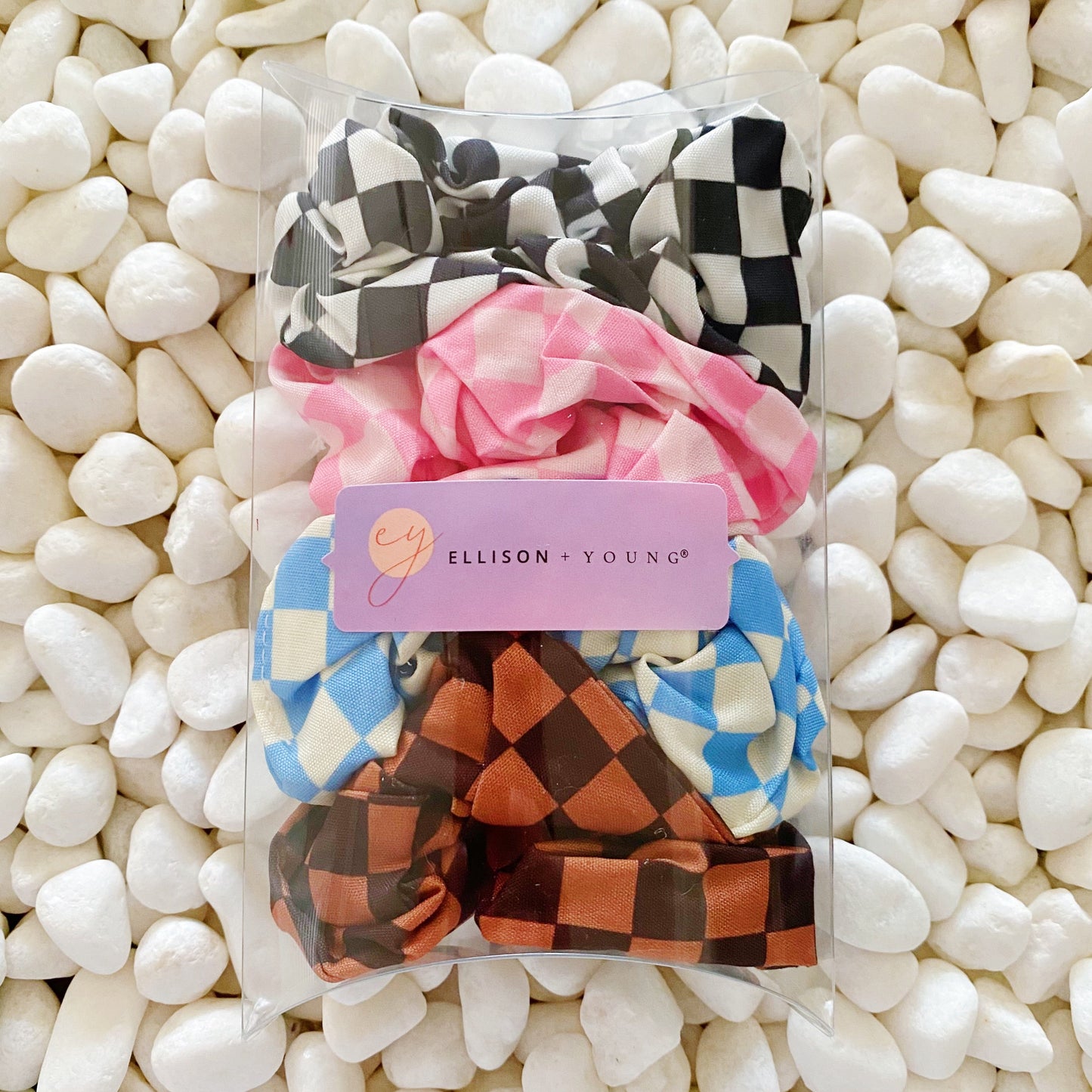 Checkerboard Hair Scrunchie Set Of 4 by Ellisonyoung.com