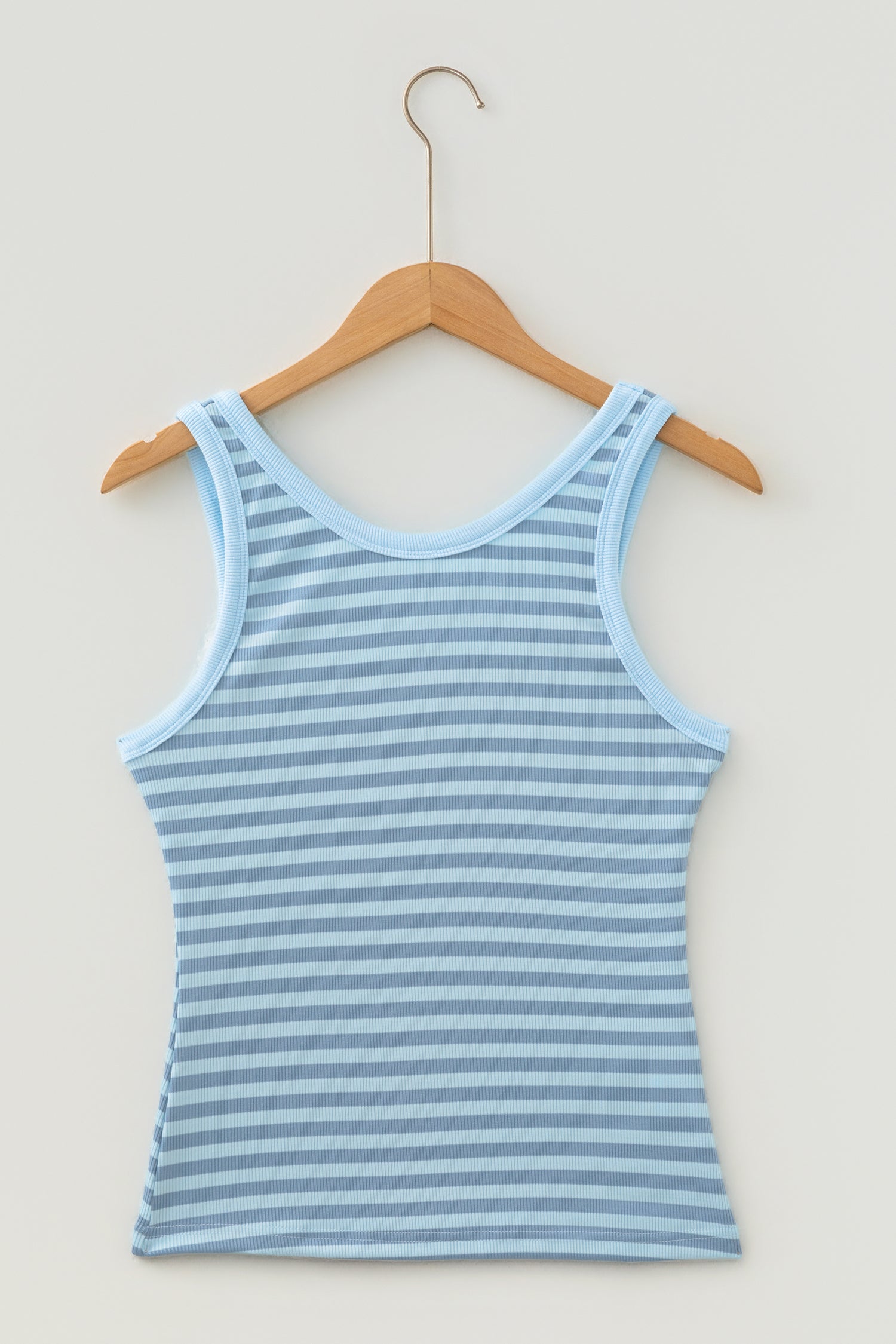 Yellow Stripe Ribbed Knit Slim Tank Top
