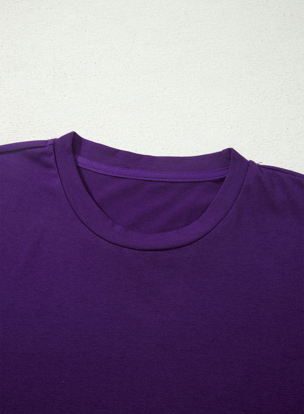 Tillandsia Purple Casual Plain Crew Neck Tee