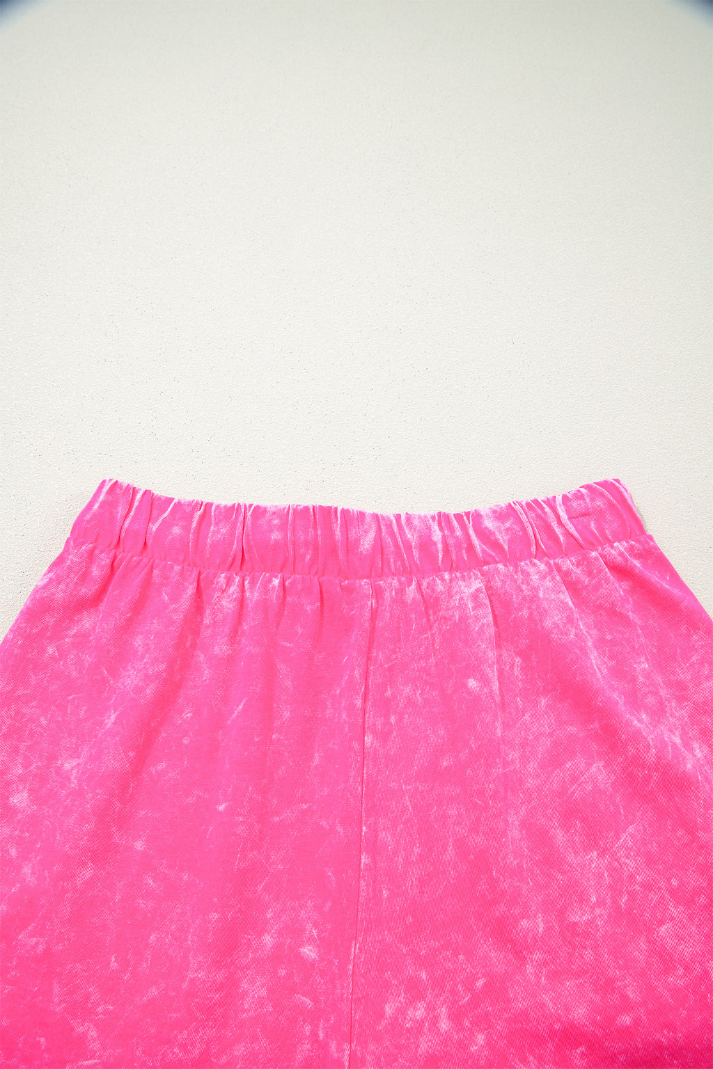 Rose Red Mineral Wash Cotton Short Set