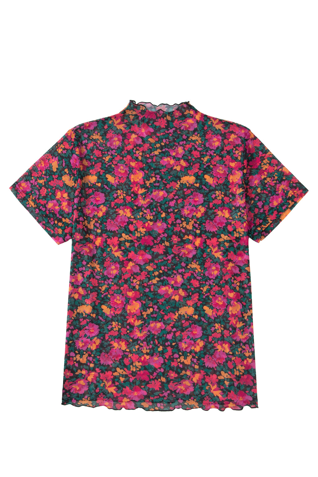Rose Plus Size Floral Mesh Short Sleeve Top