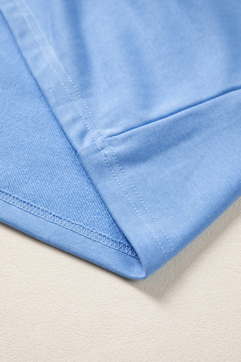Sky Blue Striped Frilled Collar Short Sleeve Blouse
