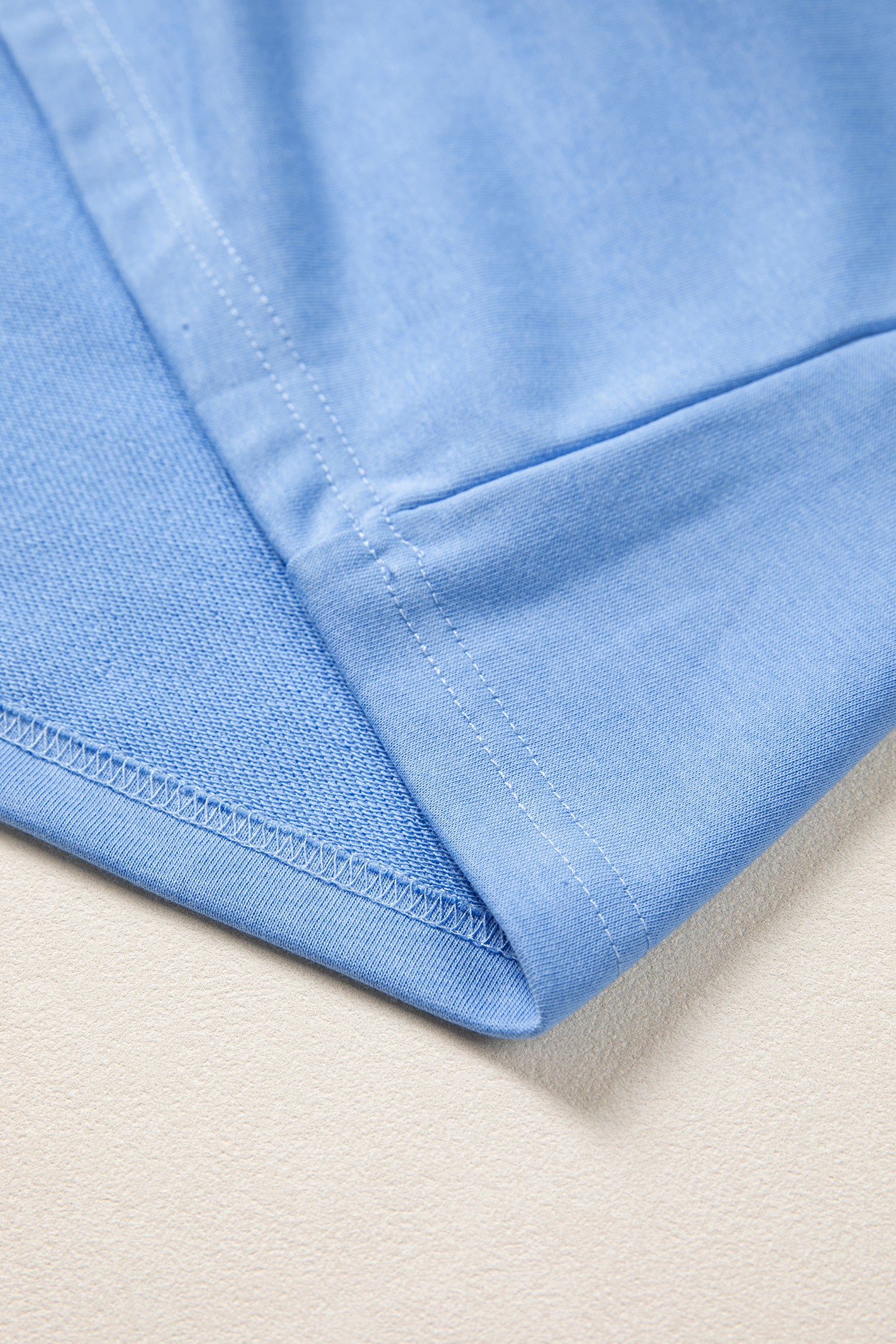 Sky Blue Striped Frilled Collar Short Sleeve Blouse