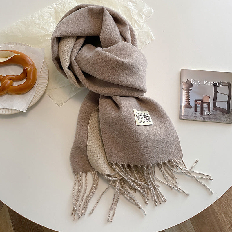 Double-Sided, Winter, Warm, Artificial Cashmere Scarf