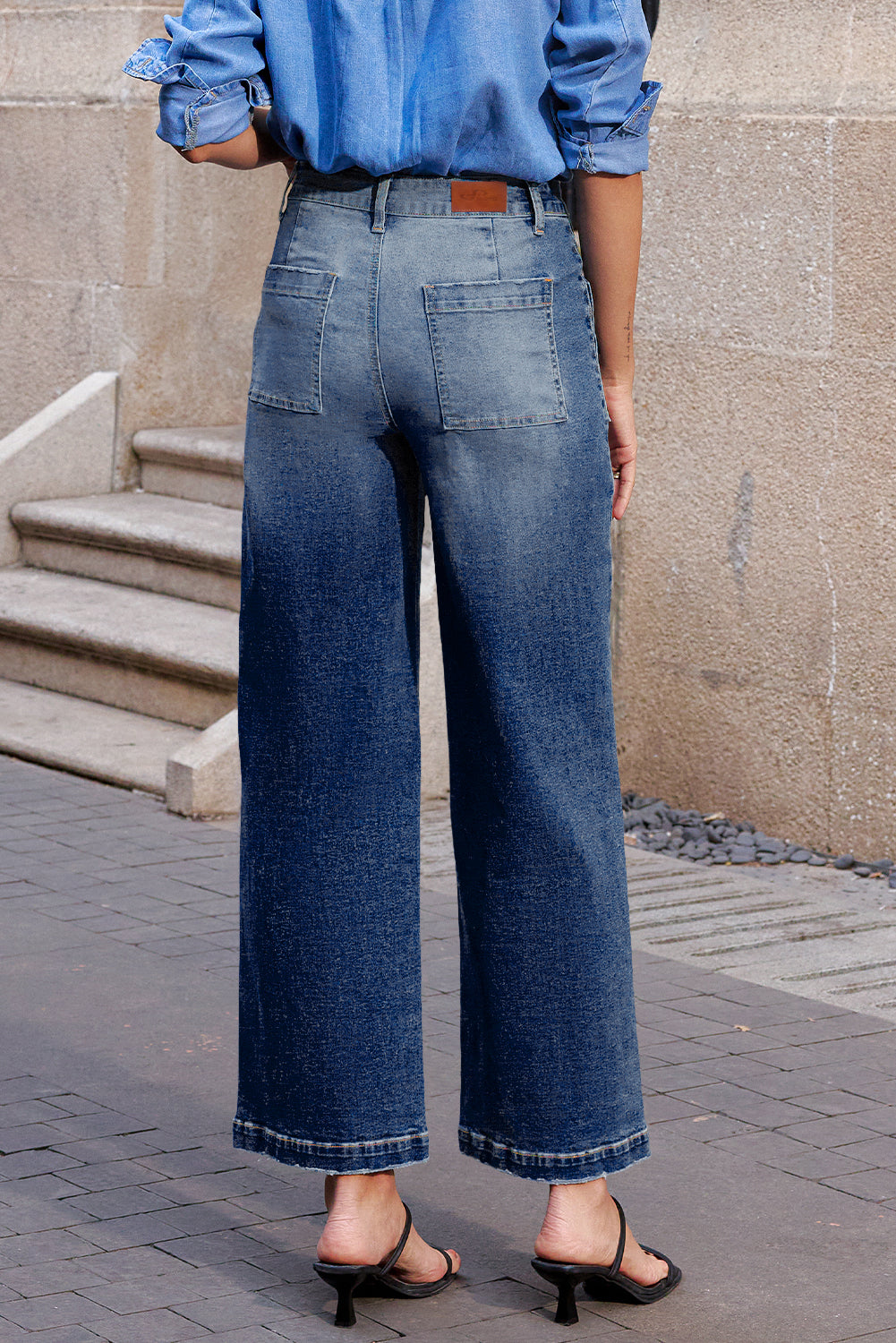 Bluing Mimimalist Patch Pocket Womens Shift Jeans