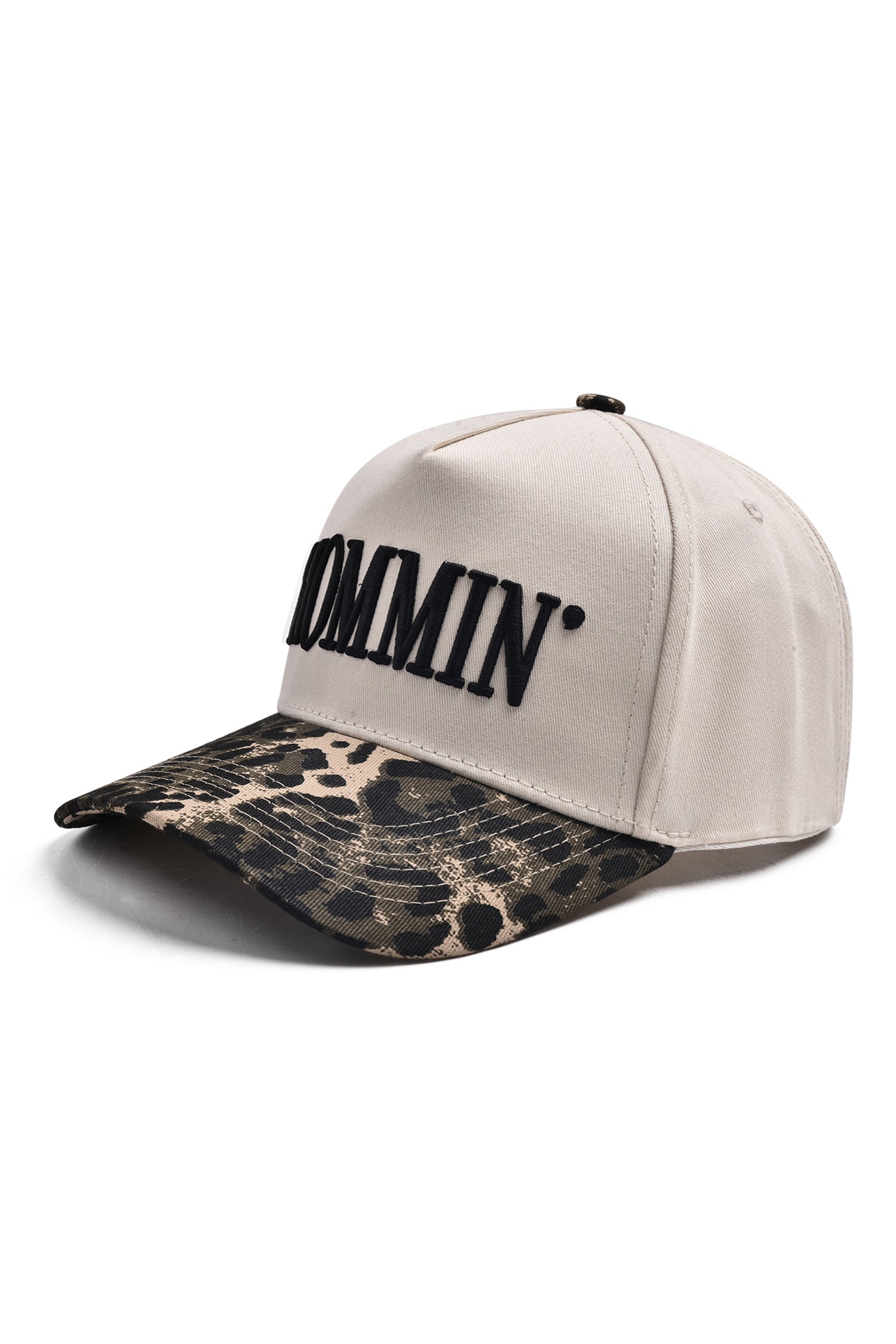 Black MOMMIN Embroidered Leopard Contrast Brim Baseball Cap