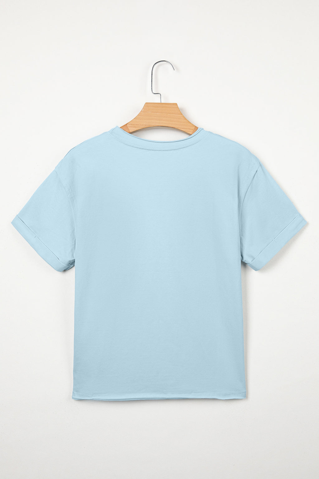Myosotis Solid Color Round Neck Casual T Shirt